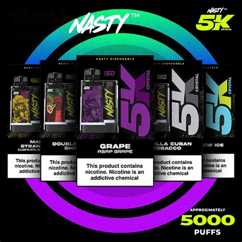 Nasty 5k Crystal 5000 Puffs Disposable ناستي ديسبوزابل ٥٠٠٠ سحبه