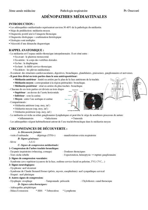 3 ADP médiastinales ADÉNOPATHIES MÉDIASTINALES INTRODUCTION Les