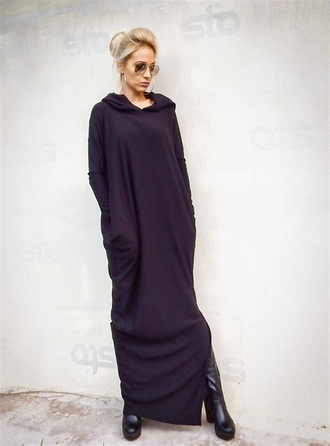 Black Sweater Dress Long Sweater Knit Maxi Dress Etsy