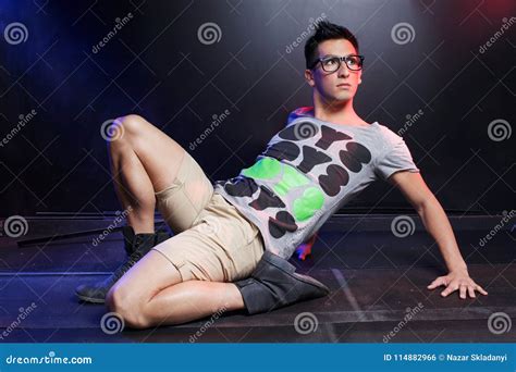 Gay Pretty Sensual Fashion Man With Art Makeup Stock Photo Image Of Adult Freedom 114882966