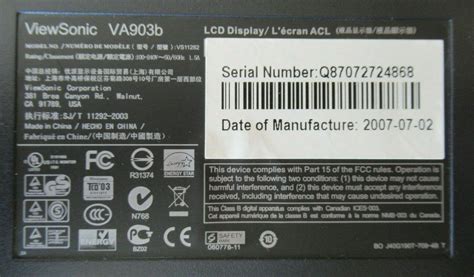 ViewSonic VA903B VS11282 19" Black LCD TFT Flat Screen Monitor VGA