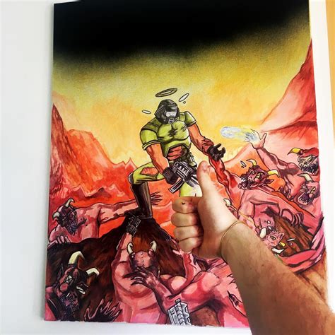 Finished my painting of the original DOOM cover today 🔥 : Doom