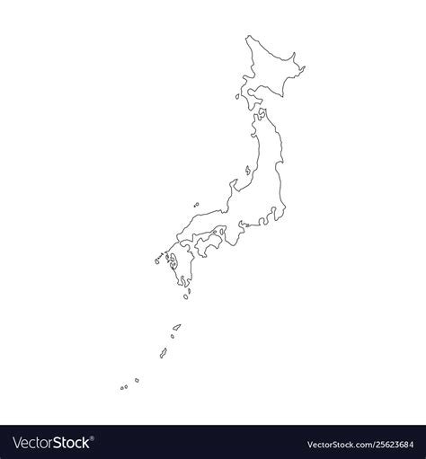 Map Japan Outline Isolated Black On White Vector Image