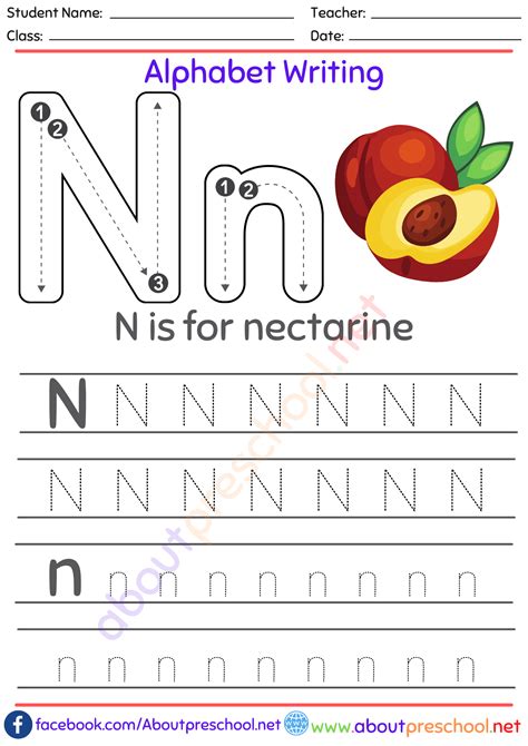 Alphabet Writing Worksheet N About Preschool