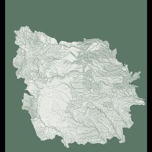 Comancheria Hydrological Map of Rivers and Lakes, Comancheria Map Print ...