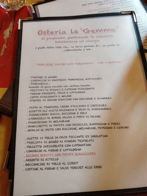 Speisekarte Von La Gemma Restaurant Trezzo Sull Adda