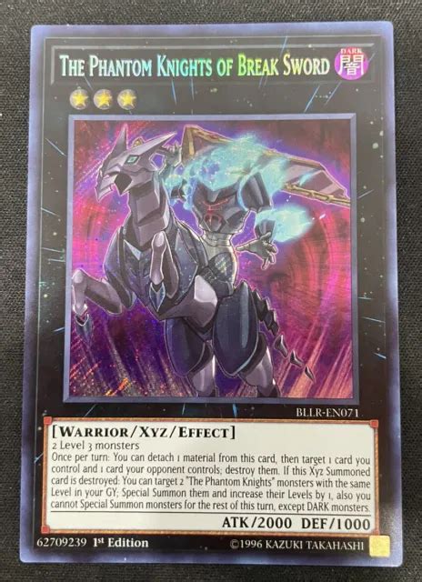 YU GI OH THE PHANTOM Knights Of Break Sword Secret Rare 1st Edition NM