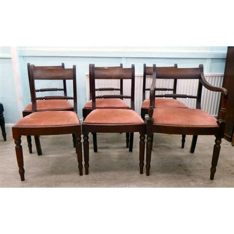 A Set Of Six William Iv Mahogany Framed Dining Chairs Each With A Rope