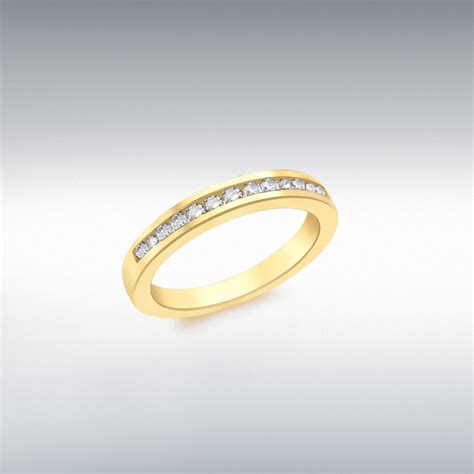 9ct Yellow Gold 0 25ct Diamond Channel Set Half Eternity Ring Rings