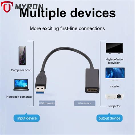 Myron สายเคเบิลอะแดปเตอร์ Usb 3 0 เป็น Hdmi 1080p Hdmi ขยายเสียง และวิดีโอ Shopee Thailand