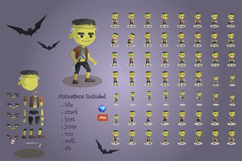 2d Game Character Sprite Sheets Frankenstein Vampire Witch By Free