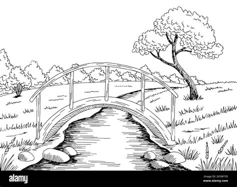 Paysage Fluvial Avec Pont Banque D Images Vectorielles Alamy