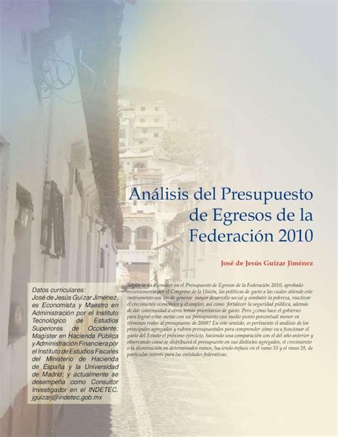 Pdf Análisis Del Presupuesto De Egresos De La Federación 2010de Egresos De La Federación 2010