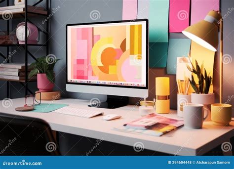 Desktop Computer in the Creative Modern Office Stock Photo - Image of ...