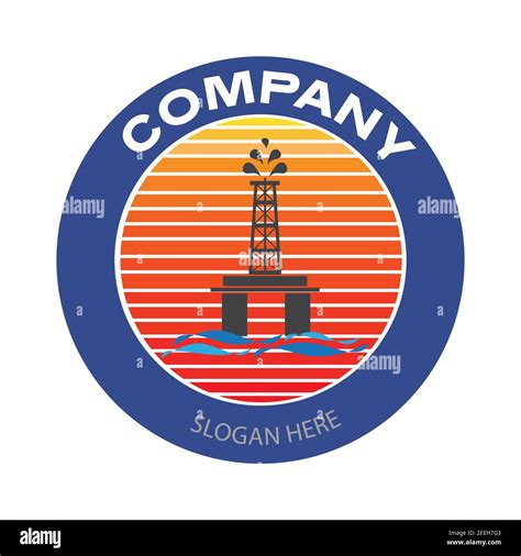 Drilling Rig Company Logo Offshore Oil Platform Badge In Circle Oil