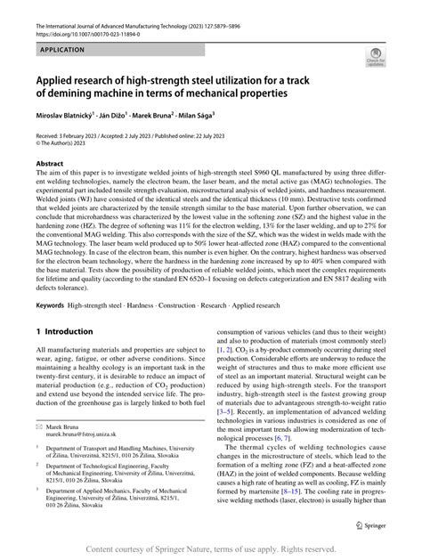 Pdf Applied Research Of High Strength Steel Utilization For A Track