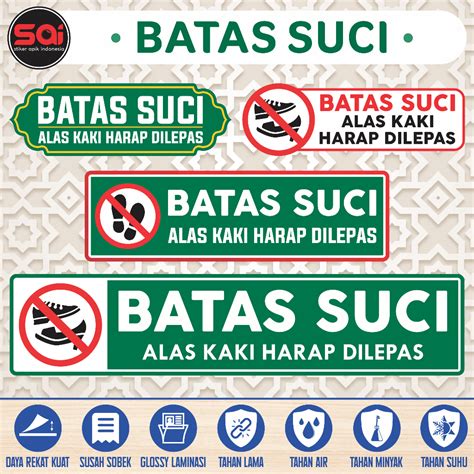 Jual STIKER VINYL PETUNJUK BATAS SUCI ALAS KAKI HARAP DILEPAS LAMINASI