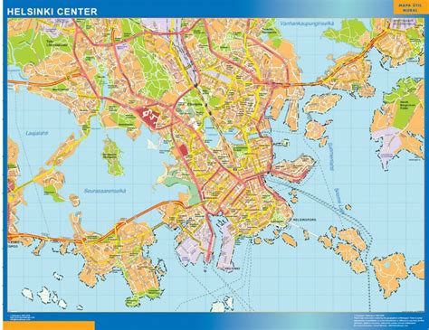 Helsinki downtown wall map | Wall maps of countries of the World