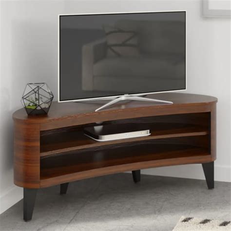 Anfossi Wooden Corner Tv Stand In Walnut With Black Legs Furniture In