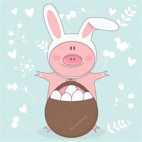 Ilustraci N Vectorial De Cerdo De Pascua Con Orejas De Conejo 2024