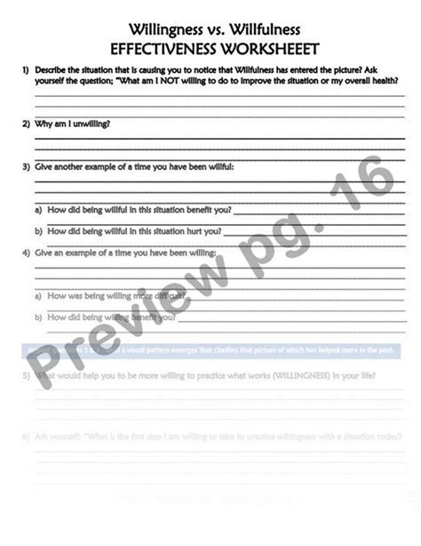 Dbt Lesson 2 8 Willingness Vs Willfulness Worksheets And Handouts Dbt