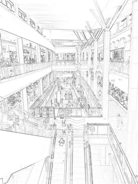 Shopping Mall Line Drawing Shopping Mall Diagram