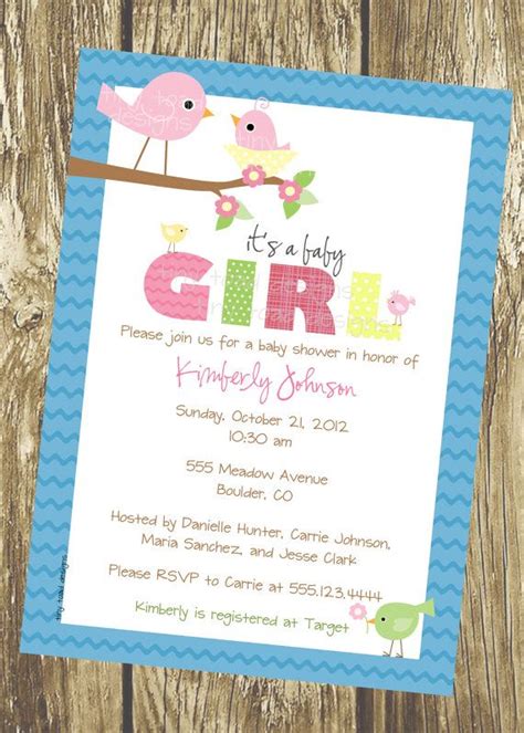 Baby Birds Baby Shower Invitations Baby Girl Diy Printable