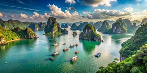 Spectacular Scenery of the Halong Bay Vietnam Generative by AI Stock ...