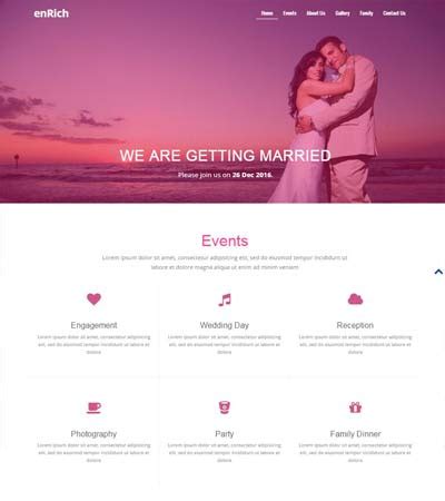 free wedding web template 2022 - WebThemez