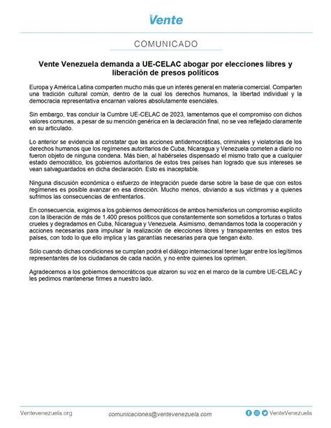 Vente Venezuela On Twitter Comunicado Vente Venezuela Demanda A UE