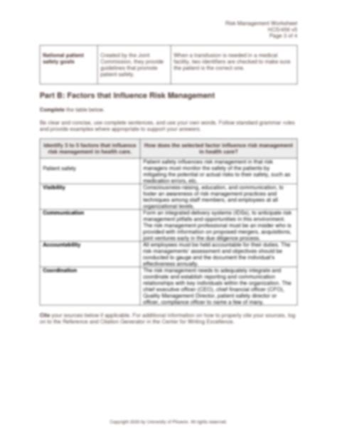 Solution Hcs Uop Risk Management Worksheet Studypool