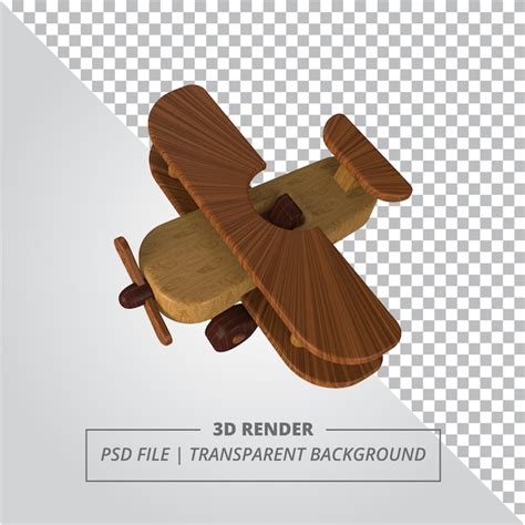 Avión de madera juguetes 3d aislado Archivo PSD Premium