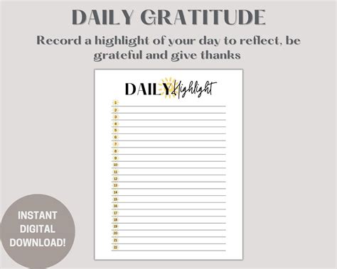 Daily Check In Journal Printable Gratitude Journal Daily Reflection