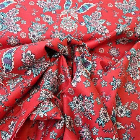 Tissu Popeline Sarah Shelby Digital Paisley Rouge Tissus Des Ursules