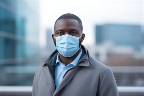 Premium Ai Image African American Man Wearing A Face Mask In Front Of A Black Wall