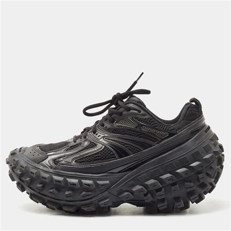 Balenciaga Black Leather And Mesh Defender Sneakers Size Balenciaga