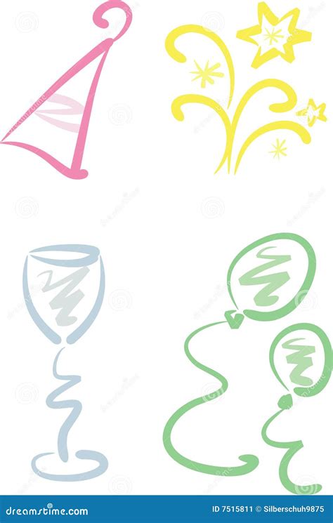 Clip-art Set: New Year / Party Stock Vector - Illustration of champagne ...