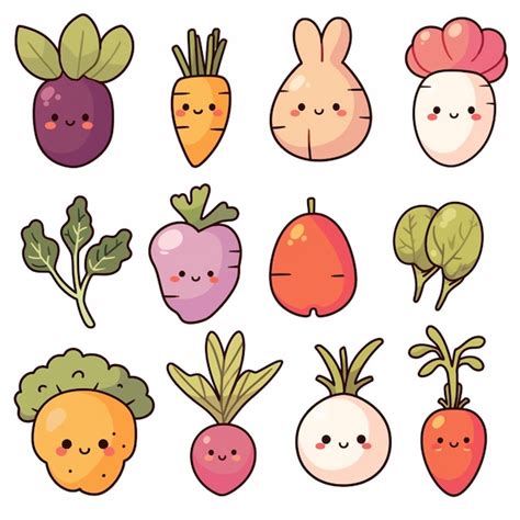 Premium Ai Image A Group Of Cartoon Vegetables With Faces And Eyes