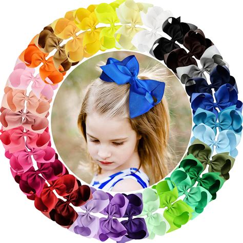 30pcsset 6inch Hair Ribbon Bows With Alligator Clip Kids Hair