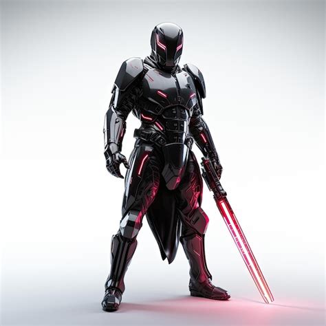 Premium Ai Image Illustration Knight Cyberpunk Patrol Clean Laser Sword