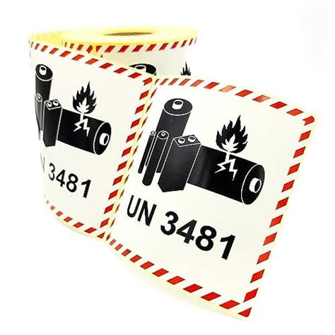 500 Dangerous Goods Labels UN 3481 100 X 100 Mm Contains Lithium Ion