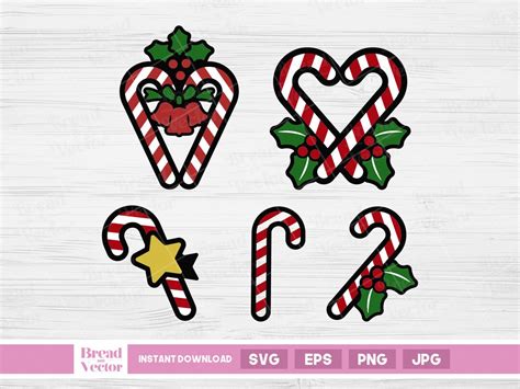 Christmas Candy Canes Svg Design Bundle Cut File For Cricut Etsy