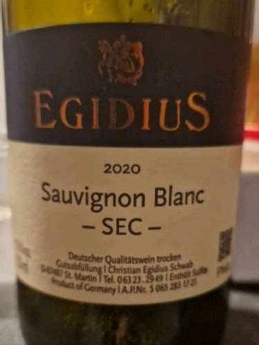 Weingut Egidiushof Egidius Sauvignon Blanc Sec Vivino Us