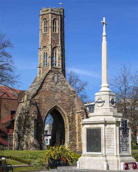 Kings Lynn War Memorial And Greyfriars Tower In Kings Lynn Norfolk