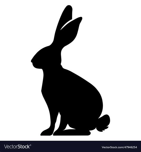 Hare sitting silhouette Royalty Free Vector Image