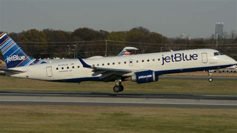 Jetblue Airways Embraer E Ar N Jb Landing Charlotte Clt Youtube