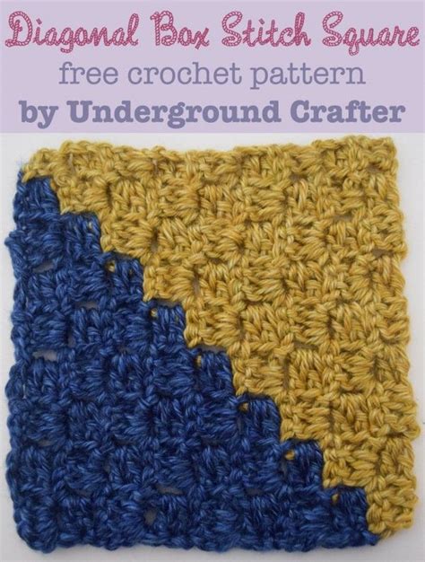 Diagonal Box Stitch Square Free 6 15 Cm Crochet Pattern With Video Tutorial By Marie Segares