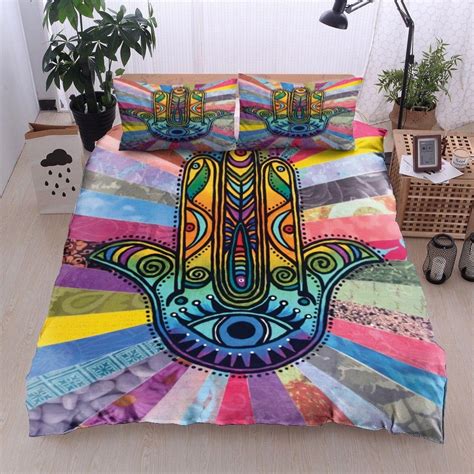 Hippie Hamsa Lover Bedding Set Twin Queen King Soft Bedding Etsy