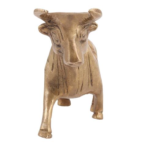 Brass Charging Bull Statue With Antique Finish