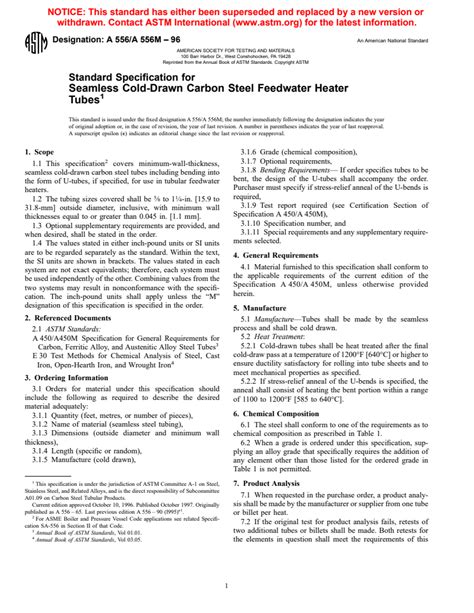 Astm A556a556m 96 Standard Specification For Seamless Cold Drawn